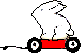 rabbit in a small red wagon